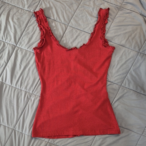 RW&CO. Maroon Ruffled Button-Front Tank - Picture 5 of 6